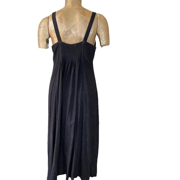 Splendid Linen Blend Button-Front Sleeveless Sundress Sz M Black 283J - Picture 5 of 8